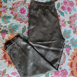 100% Silk Drawstring Pants Green